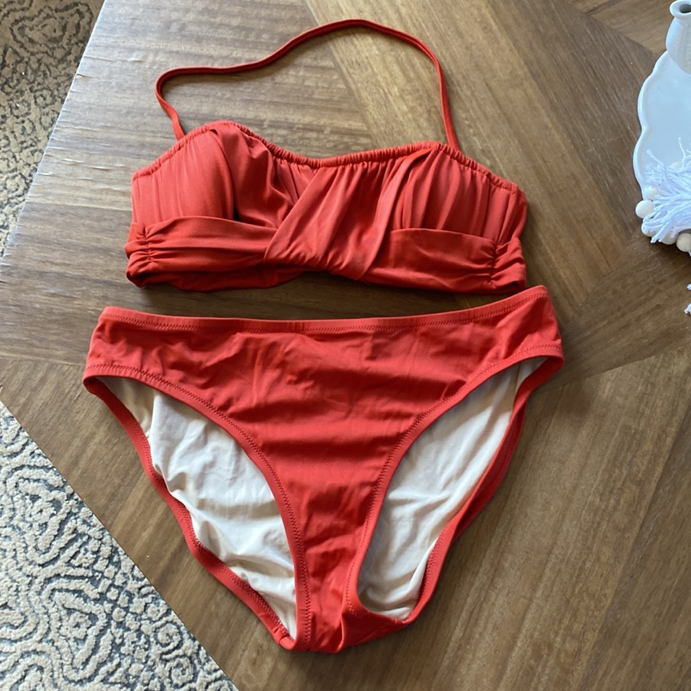 J. Crew Rust Bikini One-Piece Style Two-Piece Look